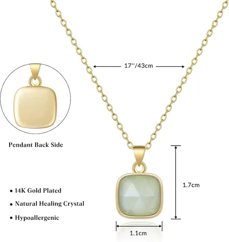 Vista 5 de KissYan Collar de cristal curativo, chapado en oro de 14 quilates, collar con colgante de piedra de energía natural, cuarzo reiki, amatista
