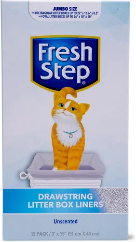 Vista 29 de Fresh Step Bolsas de arena para gatos con cordón, bolsas de arena perfumadas resistentes para sartenes ovaladas y rectangulares grandes, control