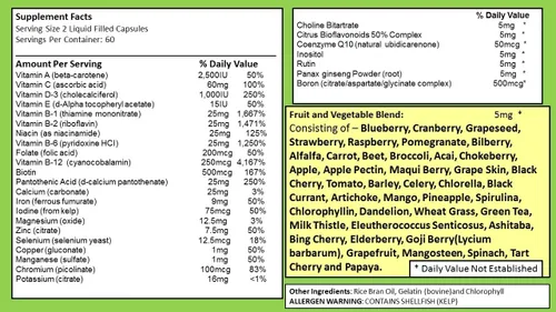 Vista 9 de 120 cápsulas líquidas multivitamínicas de frutas y verduras, multivitaminas cargadas, suplementos, múltiples vitaminas tienen muchos antioxidantes