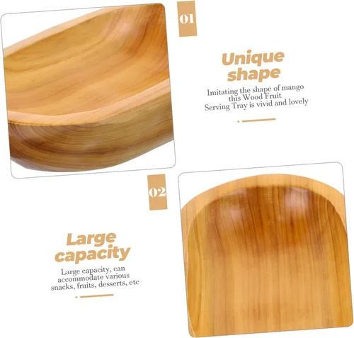 Vista 8 de TIDTALEO Bandejas de comida de decoración de madera Bandeja de fruta Tazón de pan de madera Bandeja pequeña Bandeja de madera Frutero de madera