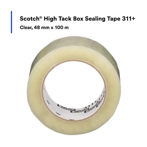 Vista 3 de Scotch High Tack Box - Cinta selladora 311+, envío en frío, almacenamiento en congelador, color transparente, 1.890 in x 328.1 ft, 36 por caja