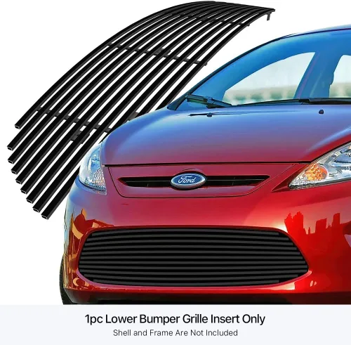 Vista 3 de APS Compatible con Ford Fiesta 2011-2013 SE SEL Hatch Back & 13 Titanium Lower Bumper Acero Inoxidable Negro 8x6 Horizontal Billet Front Grill