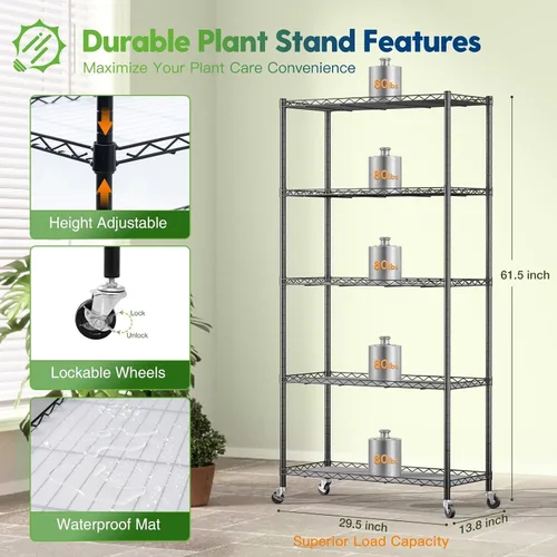 Vista 5 de FREELICHT Soporte para plantas con luz de cultivo de 5 niveles