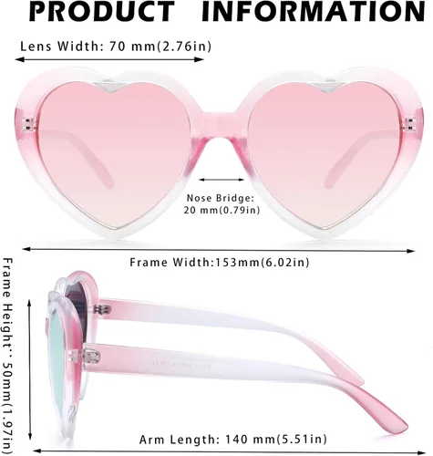 Vista 4 de Pro Acme Lentes de sol de corazón para mujer, polarizados, encantadores, estilo retro, de moda roja