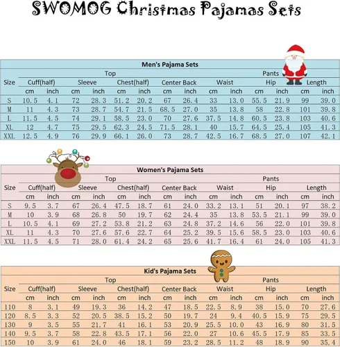 Vista 6 de SWOMOG Pijamas de Navidad familiares a juego, pijamas de Navidad para familia, parejas, adolescentes, niños, niñas, festival de ropa de dormir