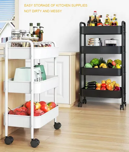 Vista 7 de XIUSHE Organizador de almacenamiento de metal de 3 niveles, portátil y resistente, ideal para oficina, cocina, baño, habitación de los niños, aula