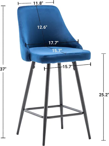 Vista 3 de BTEXPERT Juego de 2 sillas de bar de comedor tapizadas de alta calidad de 25 pulgadas de altura, taburetes de bar con respaldo alto, taburetes