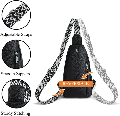 Vista 6 de IAGOM Sling Bag for Women Crossbody Bag, Chest Bag Fanny Packs Sling Backpack with Zip Anti Theft Pocket for Hiking Travel