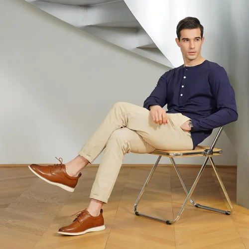 Vista 2 de Jousen Zapatos de vestir para hombre, Oxford, casuales, retro, clásicos, cómodos, formales, Derby, negocios, zapatos de vestir para hombres