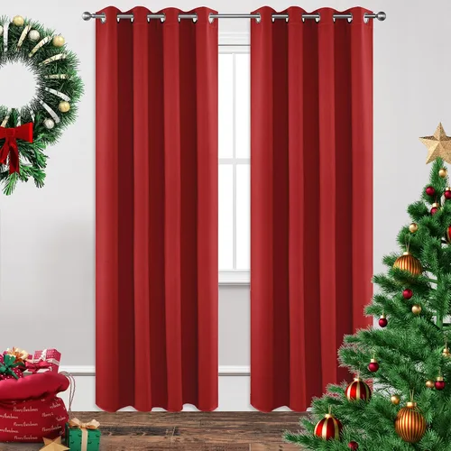 Vista 36 de Joydeco - Juego de 2 paneles de cortinas opacas de 63 pulgadas, 2 cortinas largas con aislamiento térmico burg, cortinas de oscurecimiento