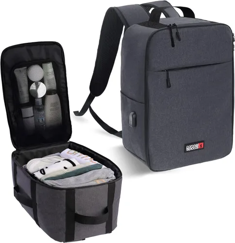 Vista 9 de Coronel Tapiocca Mochila unisex Viaje Cabina Avion Avion Cabina Mochila de viaje, Negro/Blanco