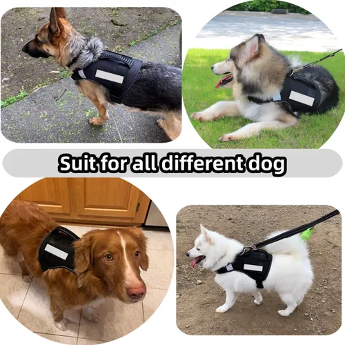 Vista 7 de Arnés para perro con asa – Arnés reflectante resistente sin tirones para perros de tamaño mediano, entrenamiento táctico, caminar, arnés de fácil