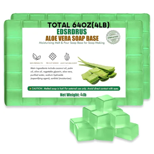 Vista 15 de EDSRDRUS Base de jabón aromática de 1 libra hecha a mano con aloe vera y aceite de coco, base de jabón hidratante para derretir y verter