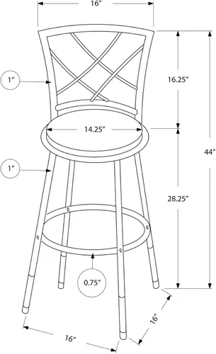 Vista 5 de Monarch Specialties 2375 Taburete, juego de 2, giratorio, altura de barra, metal, aspecto de piel sintética, negro, contemporáneo, taburete de bar