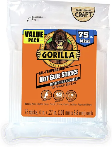 Vista 5 de Gorilla Kit de pistola de pegamento caliente de doble temperatura con barras de pegamento caliente Gorilla (75 unidades)