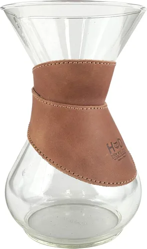 Vista 9 de Hide & Drink, Collar de cristal compatible con Chemex de 6 tazas, hecho a mano de cuero de grano completo, color marrón bourbon