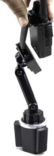 Vista 3 de Soporte de taza de altura ajustable para Anytone BaoFeng Icom Kenwood Yaesu Handhelds ahora con soporte para micrófono
