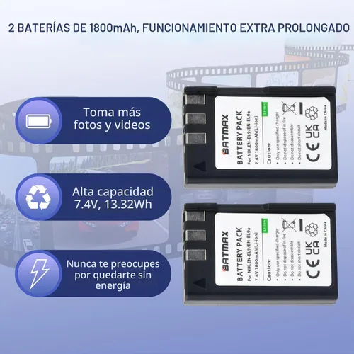 Vista 2 de Batmax Batería EN-EL9 (paquete de 2) y cargador dual USB compacto para cámaras Nikon EN-EL9, EN-EL9a y Nikon D40 D40x D60 D3000 D5000