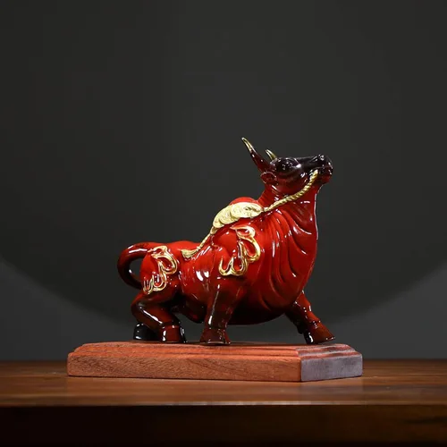 Vista 4 de Escultura de estatua china de feng shui, muebles creativos de la suerte, animales de Feng Shui, Niu Wang, fortuna, Dios de la riqueza, año de buey