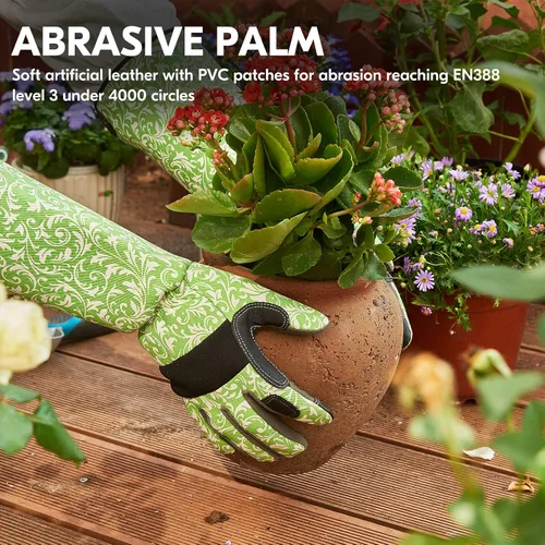 Vista 3 de Vgo... 1 par de guantes de jardinería para mujer, guantes de trabajo de seguridad, guantes de manga larga, a prueba de pinchazos, pantalla táctil