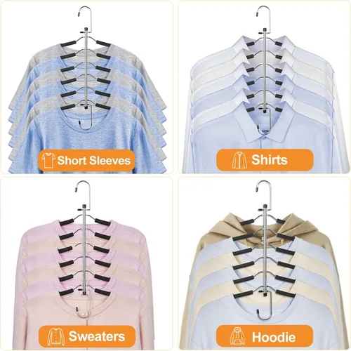 Vista 6 de TOPIA HANGER Percha para Ropa que Ahorra Espacio, Perchas de 6 Niveles para Camisas y Abrigos que Ahorran Espacio Sin Protuberancia en los Hombros