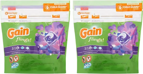 Vista 21 de Gain Flings! Jabón líquido para ropa sucia, compatible con HE, paquete de 3 bolsas, 111 unidades, aroma de larga duración, aroma a brisa feliz