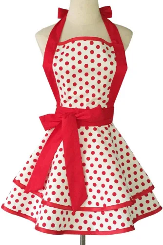 Vista 9 de Violet Mist - Lindos delantales vintage para mujeres con lunares negros, delantales retro para niñas, delantal de criada francesa, delantal sexy