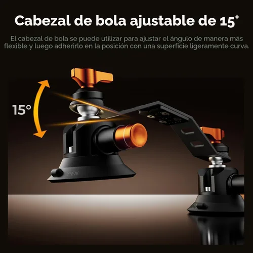 Vista 2 de K&F CONCEPT Soporte de coche con triple ventosa para cámara, kit 3 en 1 resistente