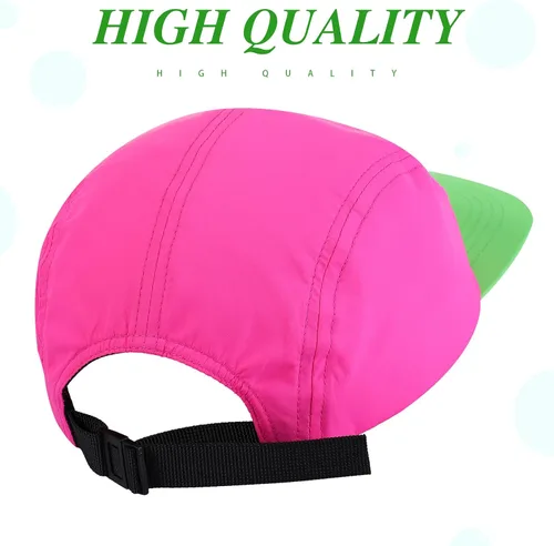 Vista 4 de Cindeer 80s 90s Neon Hat Nylon Cap Retro Adjustable Cap for Women Men 80s Costumes Accessories 90s Theme Party