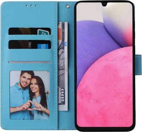 Vista 2 de Asuwish Funda compatible con Samsung Galaxy A33 5G 2022 y protector de pantalla de vidrio templado, tarjetero de cuero con función atril, funda