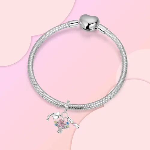 Vista 58 de Dije de girasol con diseño de estrella y luna y elefante para pulsera, collar de plata de ley 925, dijes de corazón de amor para mujer, regalo