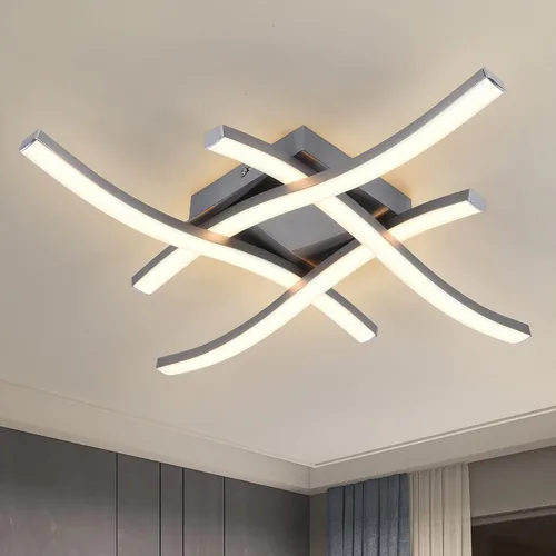 Vista 11 de EDISLIVE Moderna lámpara de techo LED regulable curva, 2 luces de 22.5 pulgadas, lámpara de techo minimalista LED empotrada para dormitorio
