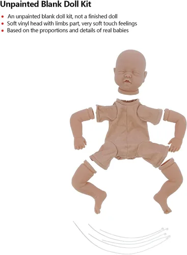 Vista 3 de SUNGOOYUE Kit de muñeca DIY de 22 pulgadas, muñeca sin pintar, conjunto de accesorios de piezas de extremidades suaves para bebés