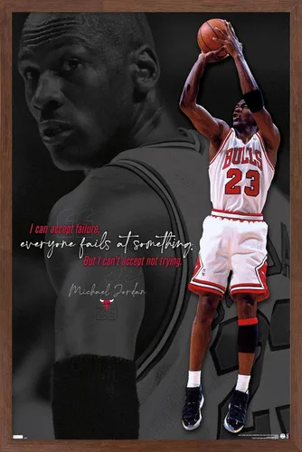 Vista 7 de Trends International Michael Jordan - Póster de pared con texto en inglés «Can't Accept Not Trying», 14.725 x 22.375 pulgadas, versión enmarcada