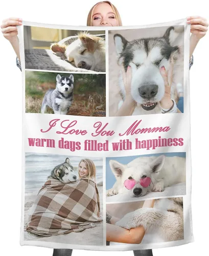 Vista 10 de Mantas personalizadas con collage de fotos, mantas personalizadas con texto y imagen, mantas de franela suave, mantas de cama regalo para bebé