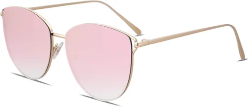 Vista 3 de SOJOS SJ1085 - Lentes de sol planos con espejo para mujer
