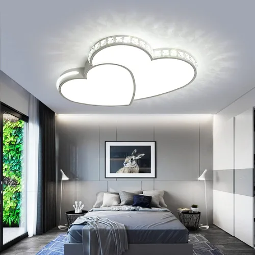 Vista 6 de Gdrasuya10 Lámpara de techo LED de cristal en forma de corazón, moderna lámpara de techo de montaje empotrado de cristal romántica para sala