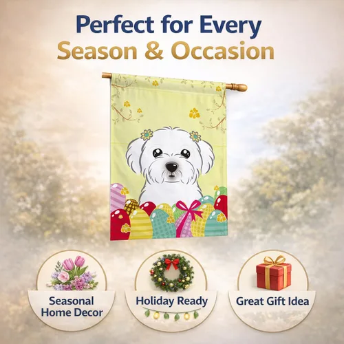 Vista 557 de Caroline's Treasures BB1923GF Bandera decorativa para jardín con diseño de Border Collie, para caza de huevos de Pascua, para jardín, jardín, patio