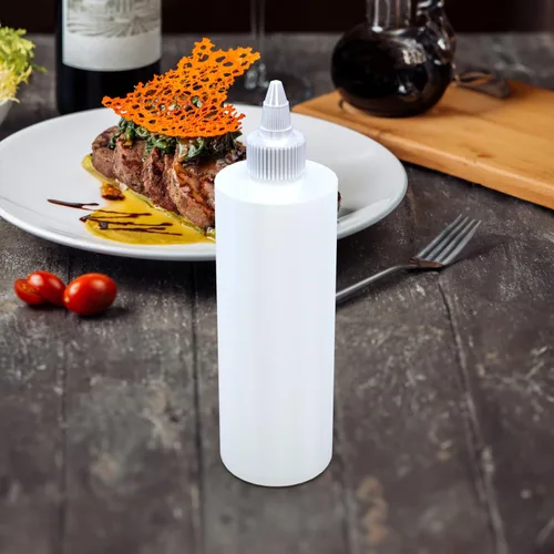 Vista 3 de BRIGHTFROM Botellas exprimibles para condimentos, botella vacía de 8 onzas con tapa superior giratoria transparente, a prueba de fugas, ideal