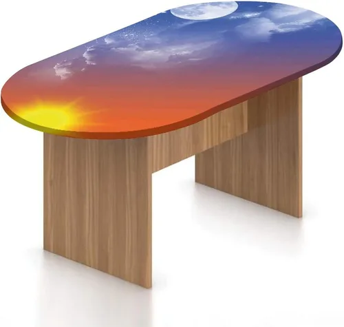 Vista 8 de Mantel ovalado ajustable para mesa de patio, con bordes elásticos occidentales, de poliéster, estampado tradicional de vagón, se adapta a mesas