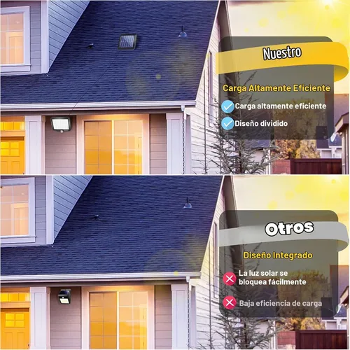 Vista 4 de Luces solares para pared exterior con sensor de movimiento, 56 LED ultra brillantes IP65 impermeables Luz solar separable para porche, cable de 16.4