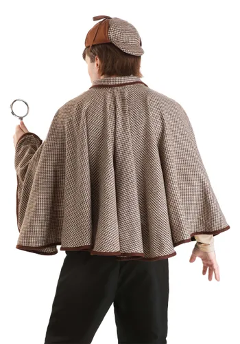 Vista 2 de Kit de Disfraz de Sombrero y Poncho Sherlock Holmes para Adultos Multicolor