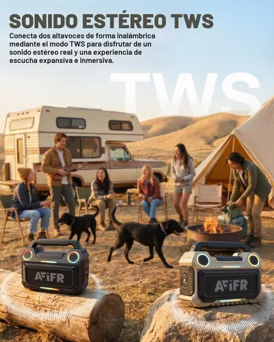 Vista 7 de Altavoz Bluetooth para exteriores AFIFR 160W: IP67 impermeable, 24H, TWS Negro