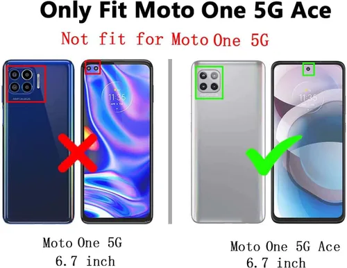 Vista 2 de Funda para teléfono Motorola One 5G Ace, con protector de pantalla HD, [grado militar] anillo de montaje en coche con soporte híbrido