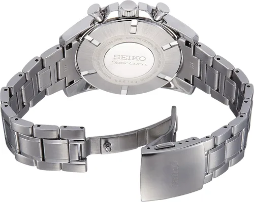 Vista 2 de Sieko SNAE63 Reloj analógico de acero inoxidable con esfera negra para hombre, Negro -, Cronógrafo
