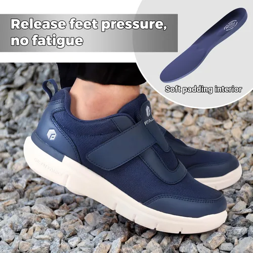 Vista 6 de FitVille Zapatos para diabéticos para hombre, extra anchos, pies hinchados, zapatos para caminar neuropatía, para aliviar el dolor de diabéticos