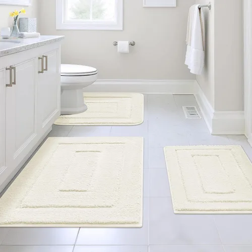 Vista 11 de GRANNY SAYS Juego de 2 alfombras de baño suaves para baño, alfombras de baño antideslizantes y lavables, alfombras de baño absorbentes para bañera
