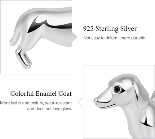 Vista 5 de GNOCE Dije de cuentas de perro para mujer, collar de plata para ella, regalo de joyería Perro Collie de 2 órdenes