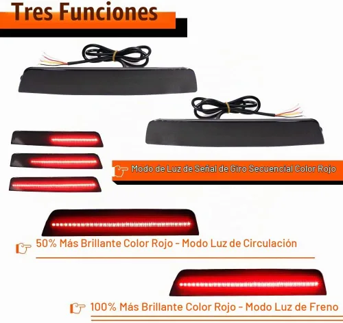 Vista 3 de 3 EN 1 Lente Ahumada Led Para 2010 2011 2012 2013 2014 2015 2016 2017 Chevrolet Equinox Reflector Luces Traseras Intermitentes Freno Parada y Luces