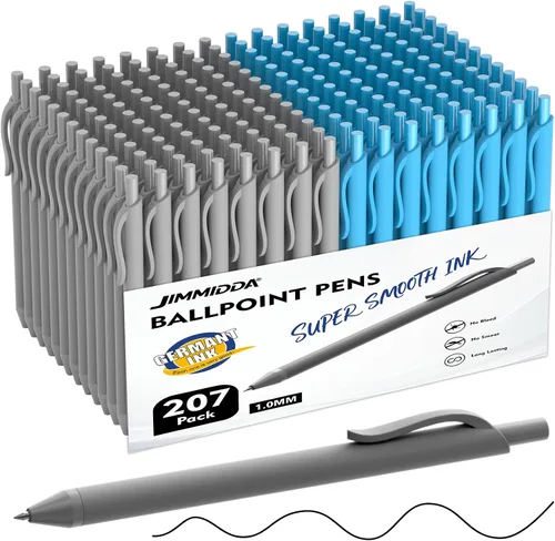 Vista 8 de Bolígrafos al por mayor, paquete de 107 bolígrafos de tinta negra y azul, punta media de 1.0 mm, retráctiles al por mayor para escritura suave